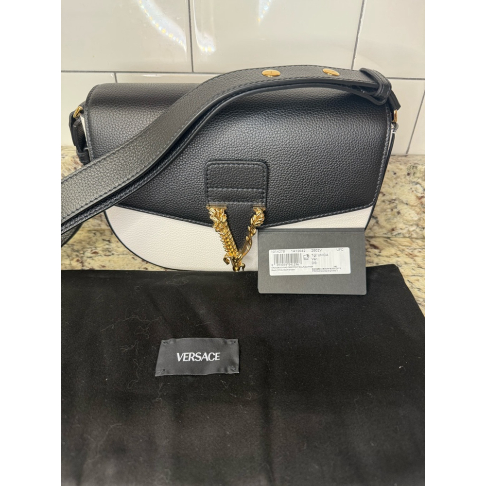 Women's Versace Virtus Adjustable Shoulder Bag Unica Black/White